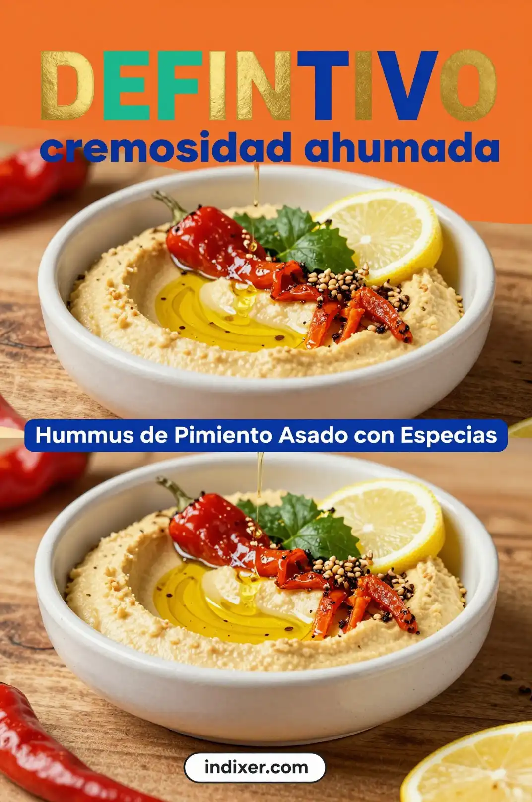 Hummus de Pimiento Asado con Especias - Aperitivos y Salsas - Indixer