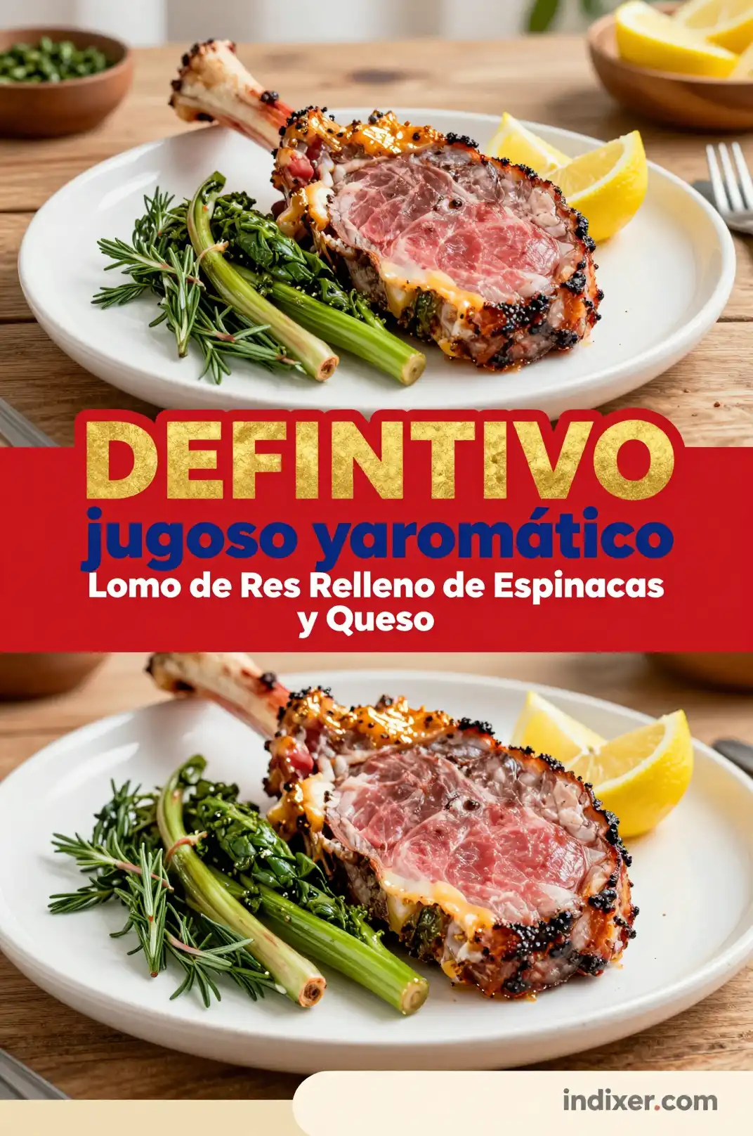Lomo de Res Relleno de Espinacas y Queso - Carne de Res y Cordero - Indixer