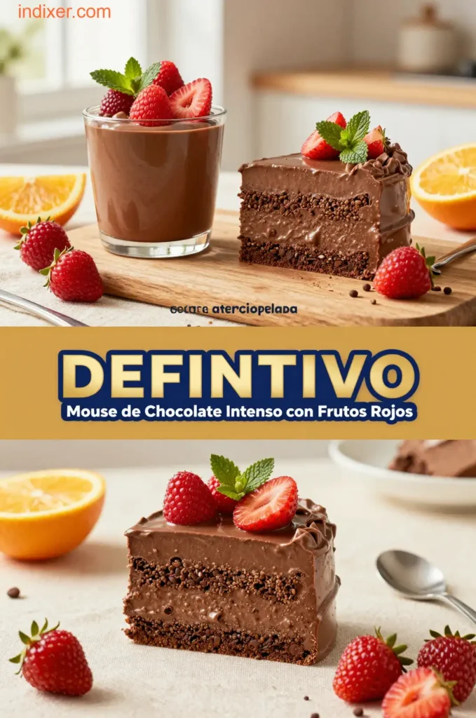 Mousse de Chocolate Intenso con Frutos Rojos - Postres y Dulces - Indixer