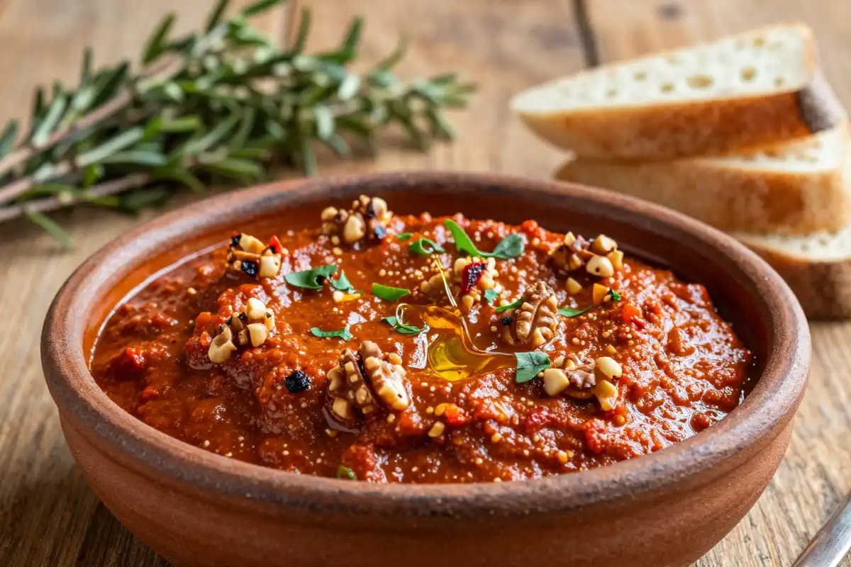 Muhammara de Pimiento Rojo y Nueces plato terminado