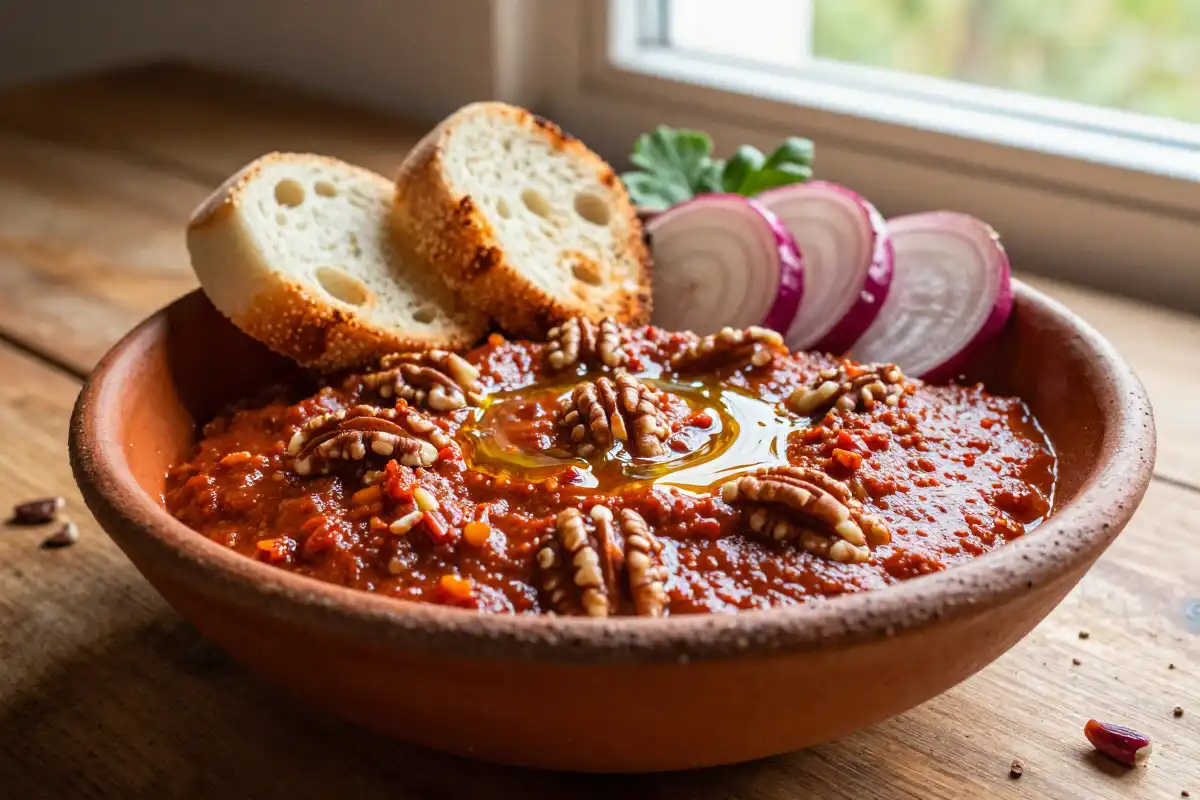 Muhammara (Salsa de Pimiento Rojo y Nueces) plato terminado