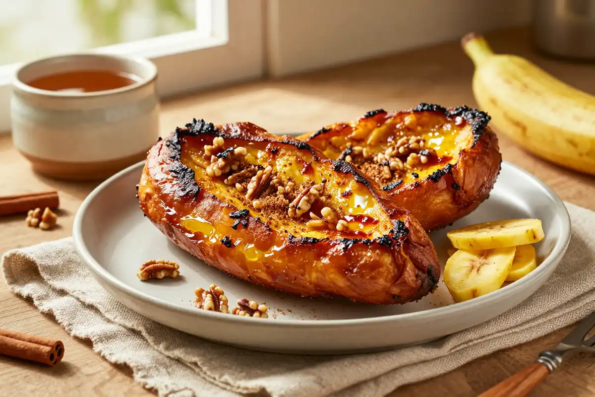 Pan de Plátano con Nueces y Canela plato terminado