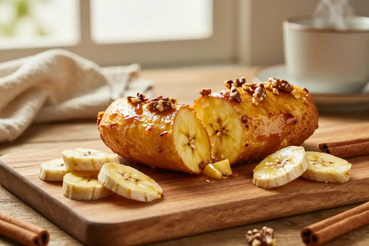 Pan de Plátano con Nueces y Canela plato terminado