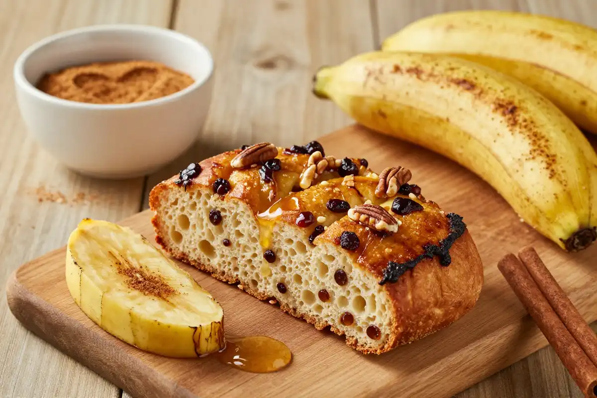 Pan de Plátano con Pasas y Canela plato terminado