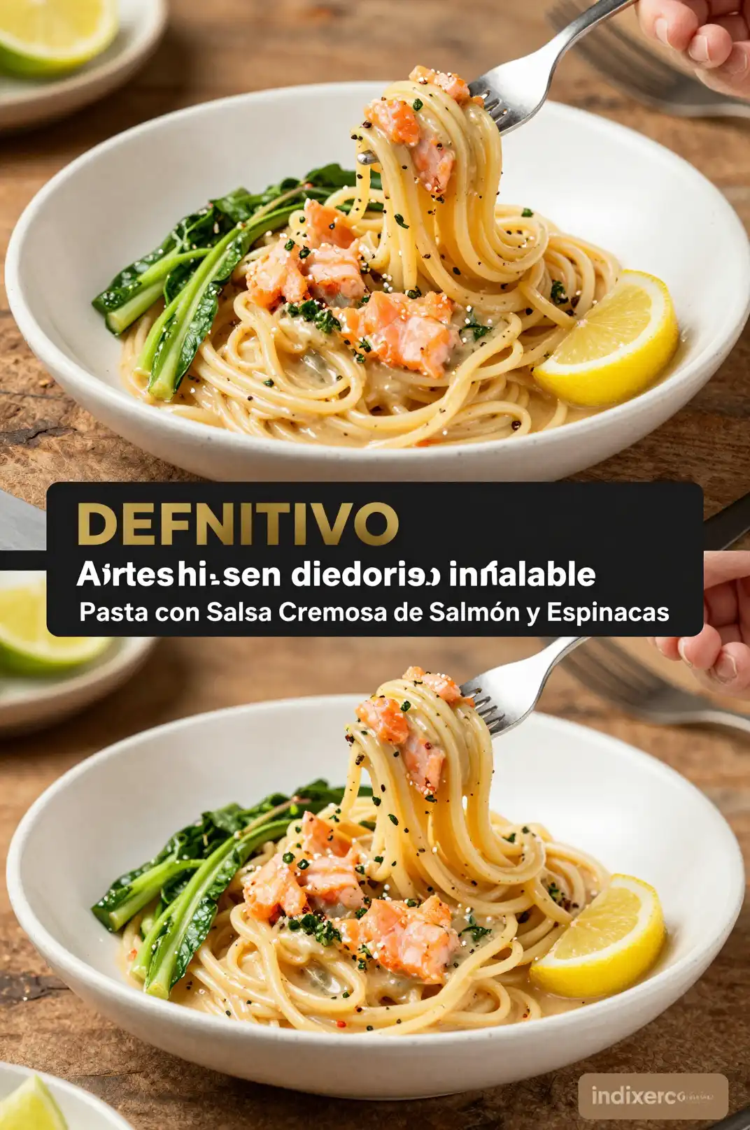 Pasta con Salsa Cremosa de Salmón y Espinacas - Pasta - Indixer