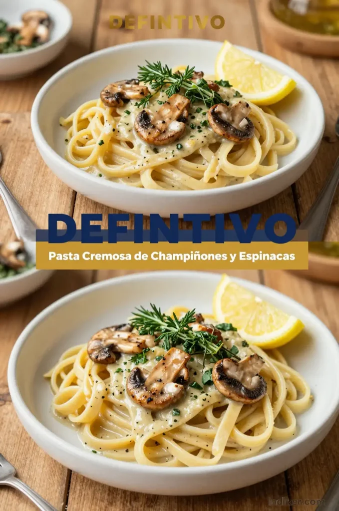 Pasta Cremosa de Champiñones y Espinacas - Pasta - Indixer