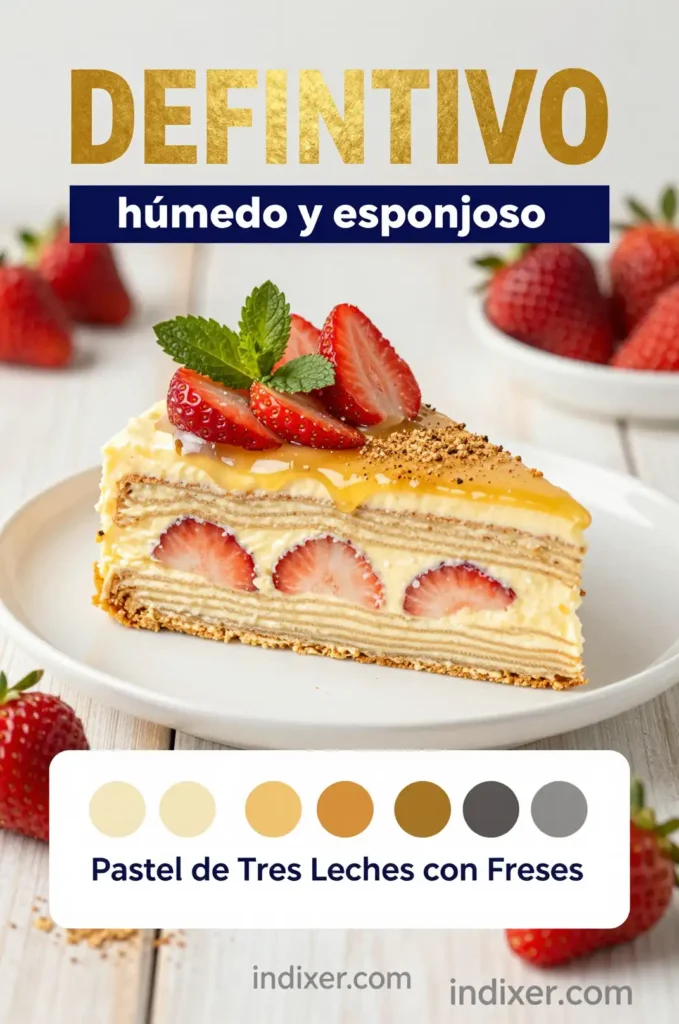 Pastel de Tres Leches con Fresas - Postres y Dulces - Indixer