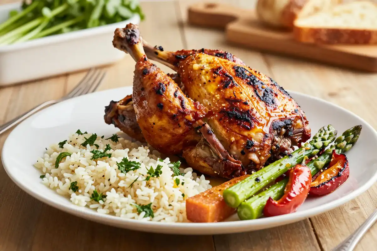 Pechuga de Pollo a la Parrilla con Quinoa y Verduras plato terminado