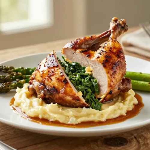 Pechuga de Pollo Rellena de Espinacas y Queso de Cabra - Tarjeta de Receta