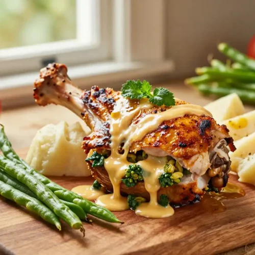 Pechuga de Pollo Rellena de Espinacas y Queso - Tarjeta de Receta