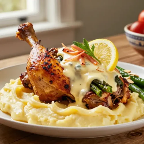 Pechuga Rellena de Espinacas y Queso con Salsa de Yogur - Tarjeta de Receta