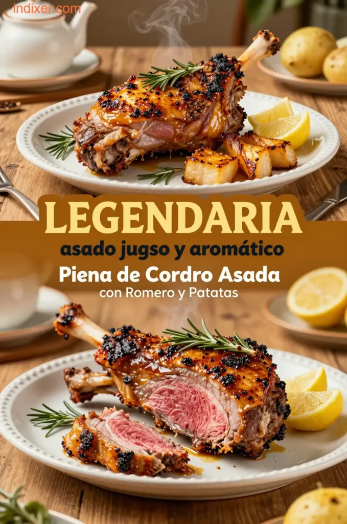 Pierna de Cordero Asada con Romero y Patatas - Carne de Res y Cordero - Indixer