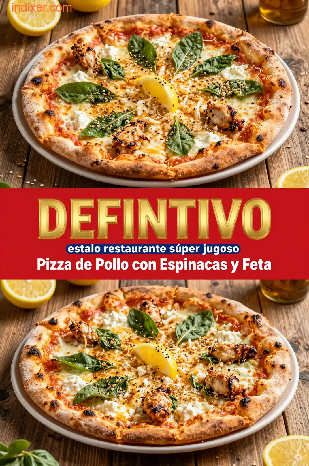 Pizza de Pollo con Espinacas y Feta - Pizza - Indixer