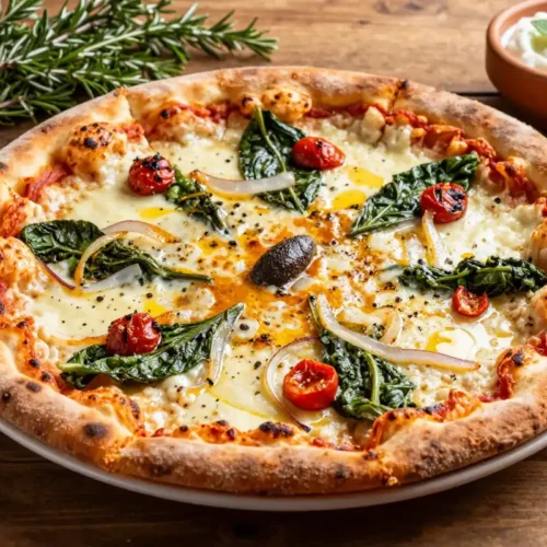 Pizza Mediterránea de Espinacas y Queso de Cabra - Tarjeta de Receta