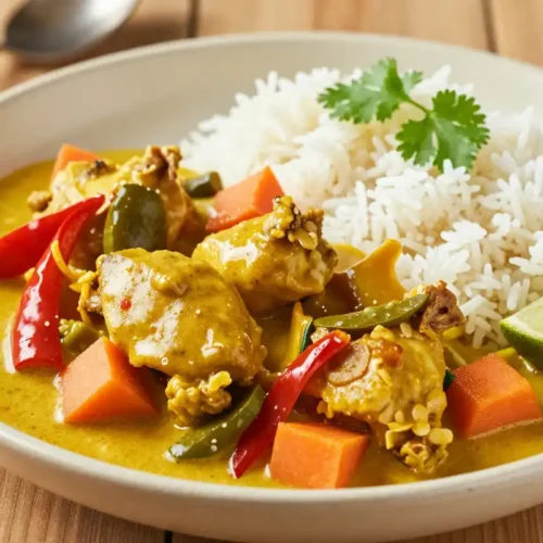 Pollo al Curry con Leche de Coco y Verduras - Tarjeta de Receta