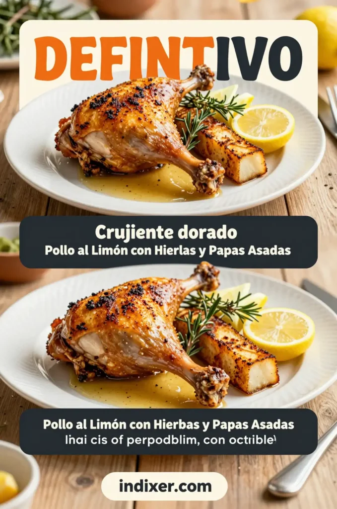 Pollo al Limón con Hierbas y Papas Asadas - Pollo y Aves - Indixer