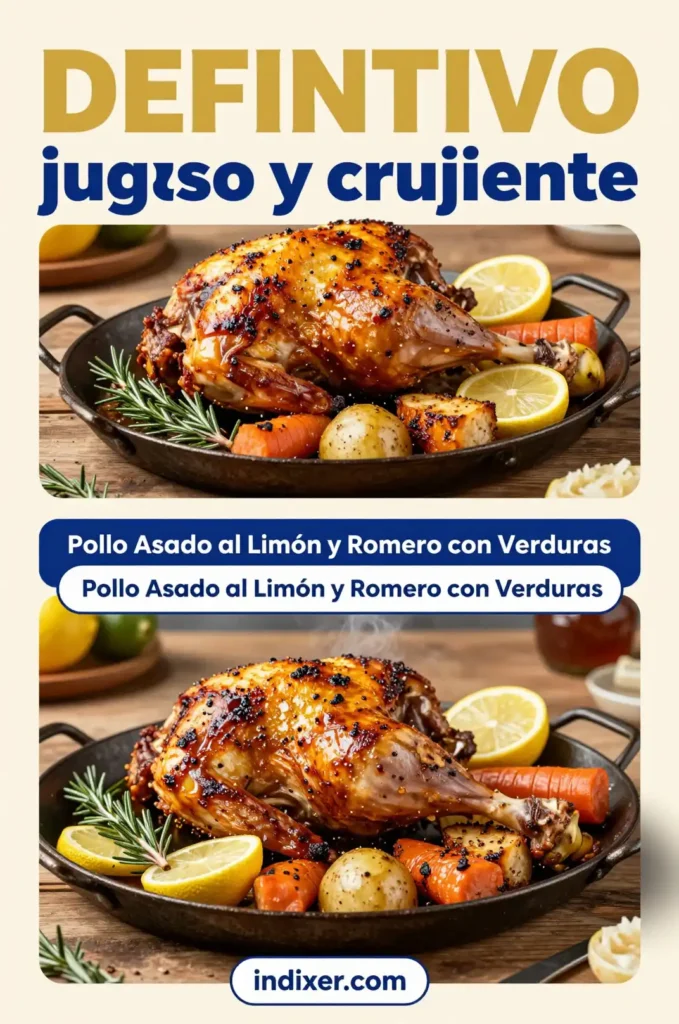 Pollo Asado al Limón y Romero con Verduras - Pollo y Aves - Indixer