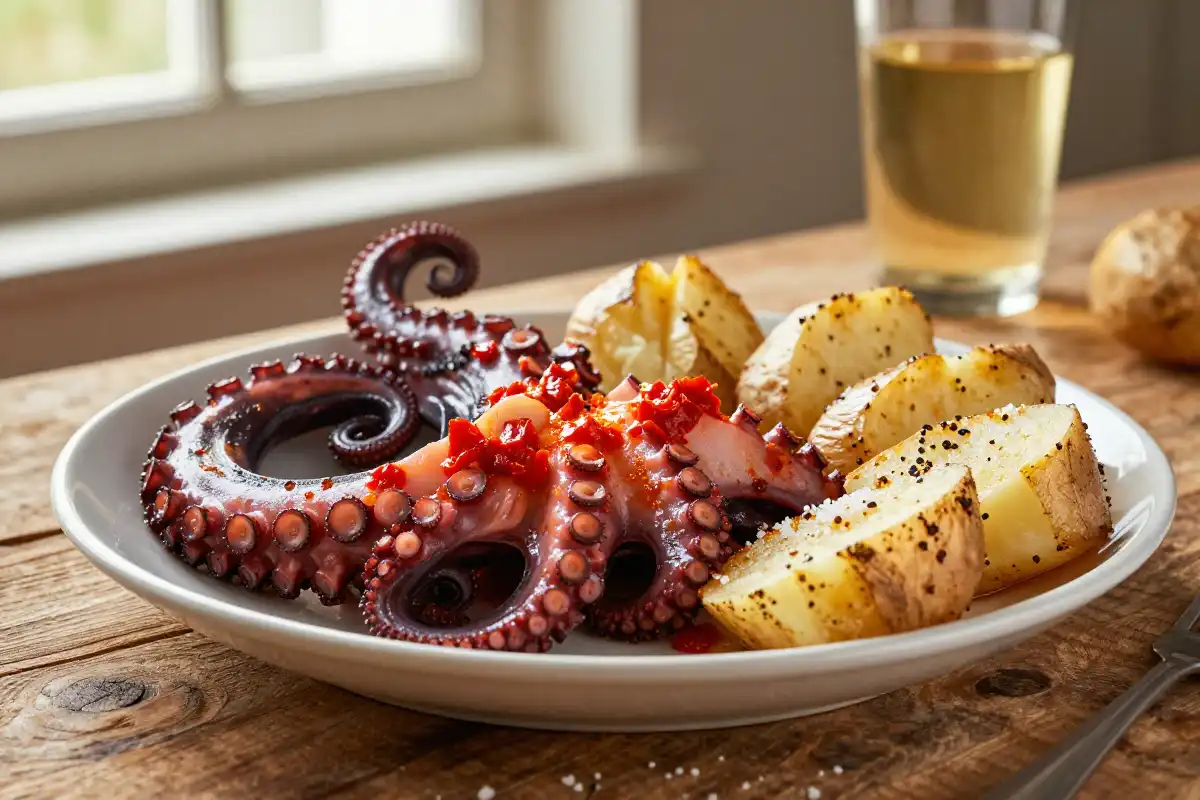 Pulpo a la Gallega con Pimentón de la Vera plato terminado