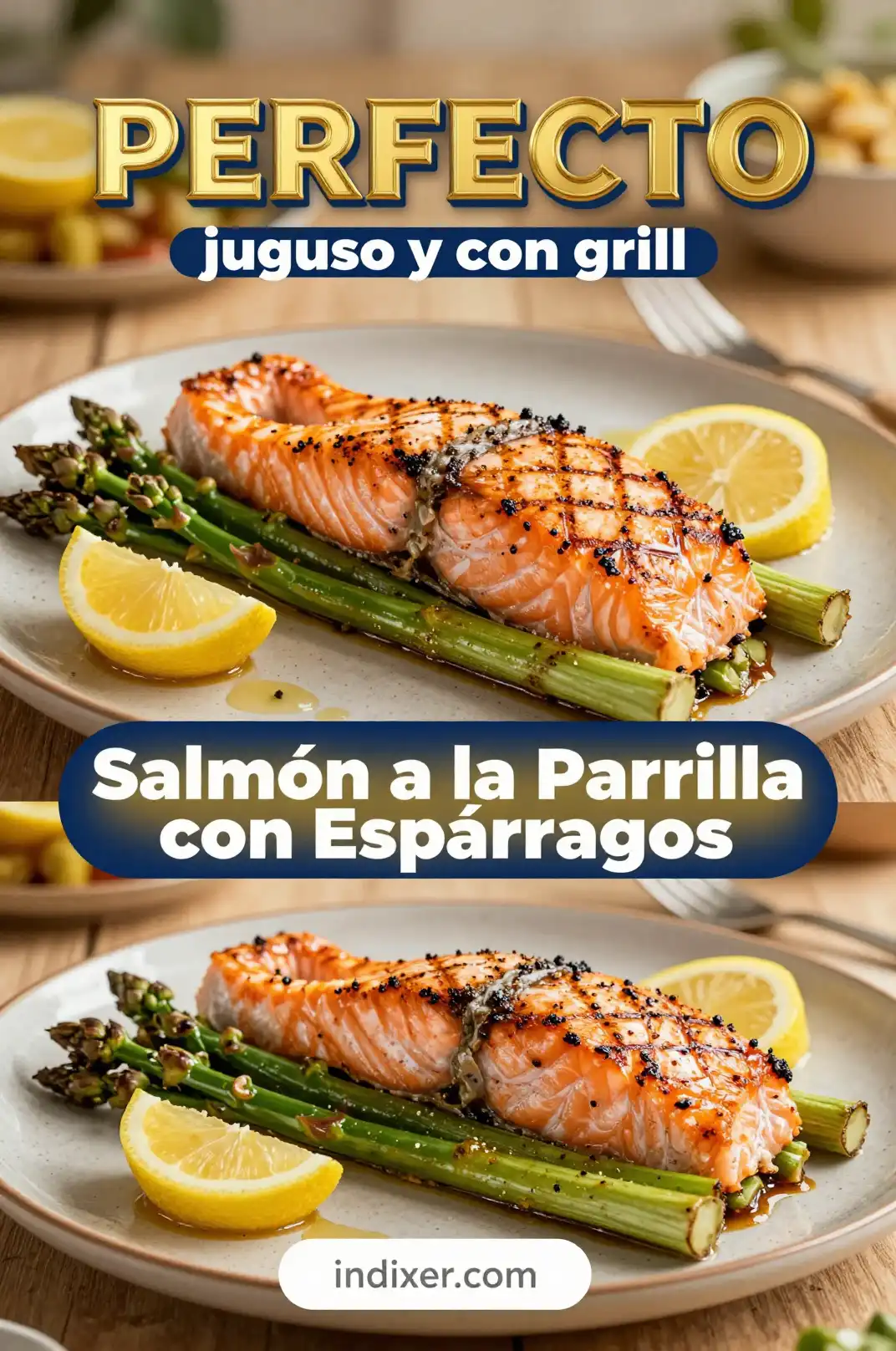 Salmón a la Parrilla con Espárragos - Comida Saludable - Indixer