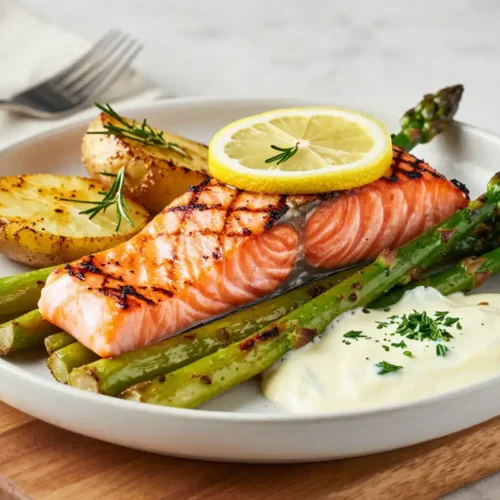 Salmón a la Parrilla con Espárragos - Tarjeta de Receta