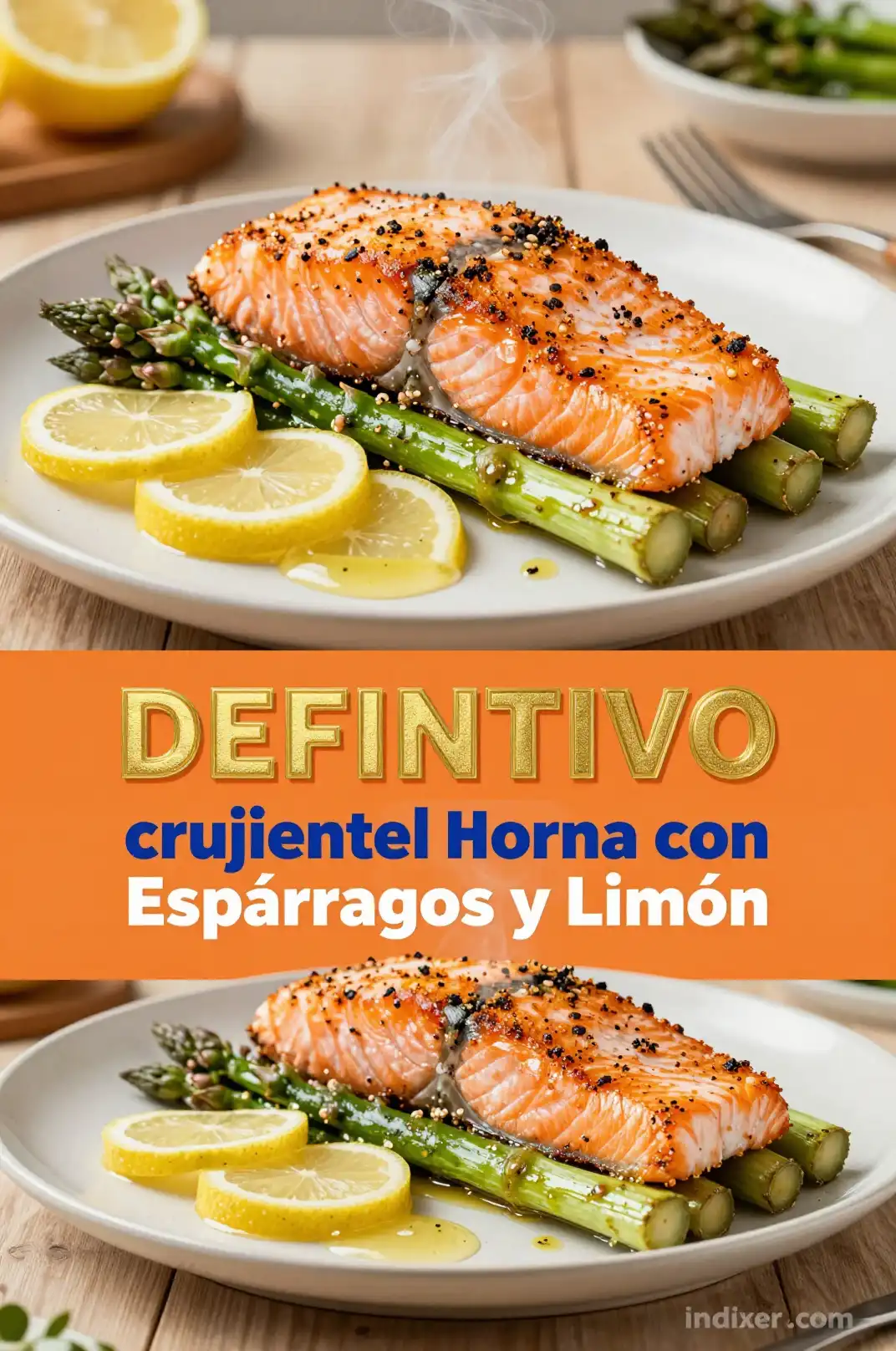 Salmón al Horno con Espárragos y Limón - Recetas para Cena - Indixer