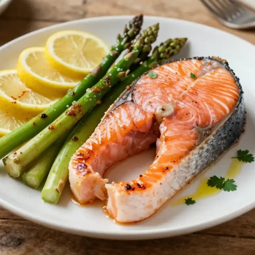 Salmón al Horno con Espárragos y Limón - Tarjeta de Receta