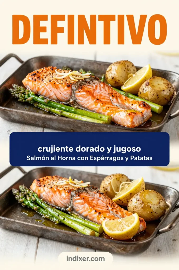 Salmón al Horno con Espárragos y Patatas - Recetas para Cena - Indixer