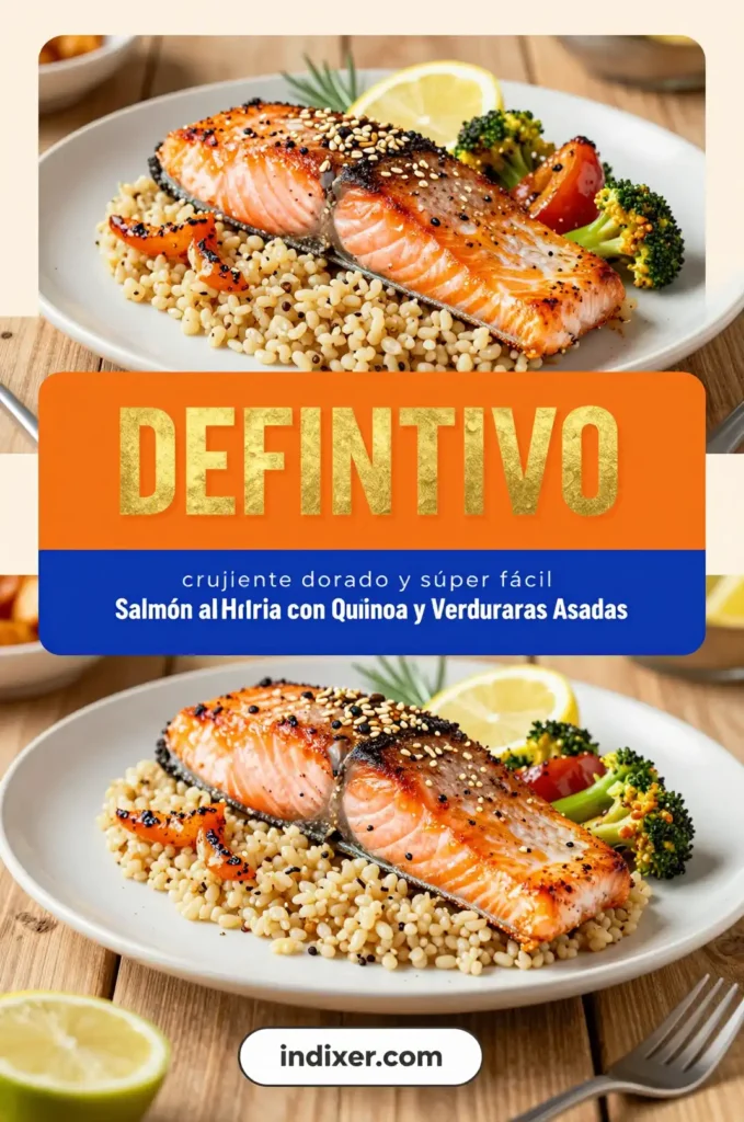 Salmón al Horno con Quinoa y Verduras Asadas - Comida Saludable - Indixer
