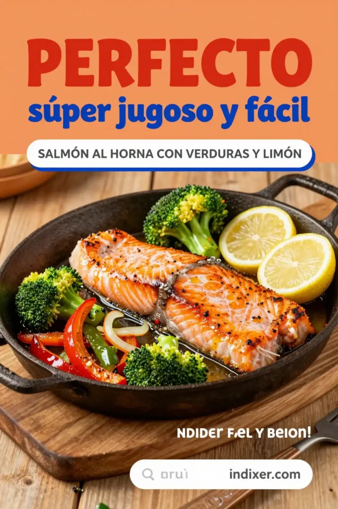 Salmón al Horno con Verduras y Limón - Recetas para Cena - Indixer