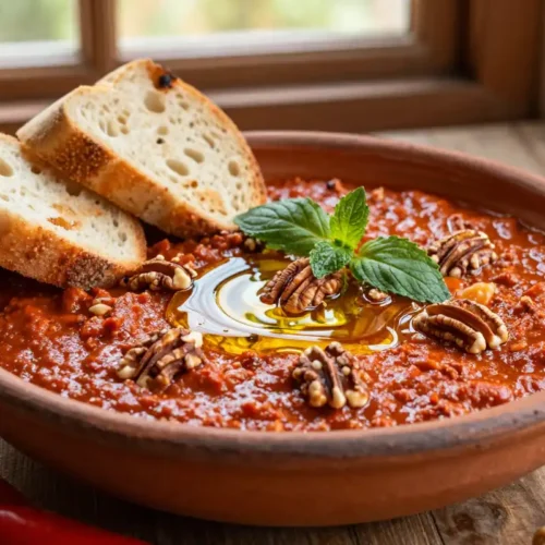 Salsa de Pimiento Rojo y Nueces (Muhammara) - Tarjeta de Receta