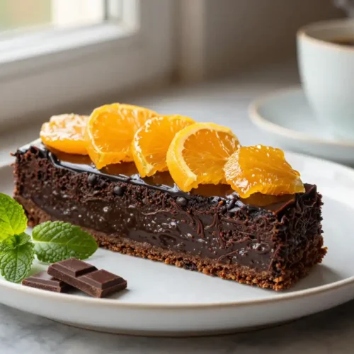 Tarta de Chocolate Negro y Naranjas Caramelizadas - Tarjeta de Receta
