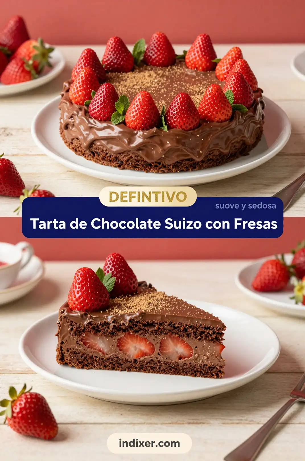 Tarta de Chocolate Suizo con Fresas - Postres y Dulces - Indixer