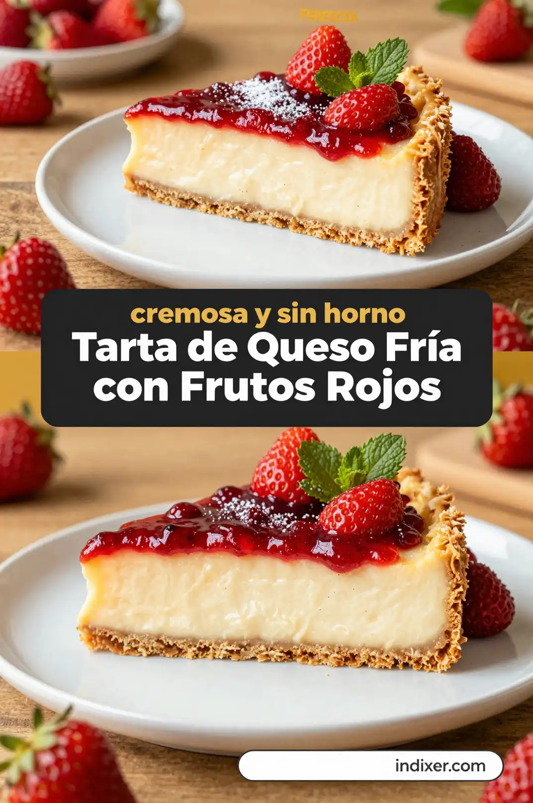 Tarta de Queso Fría con Frutos Rojos - Postres y Dulces - Indixer