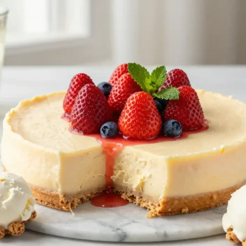 Tarta de Queso Fría con Frutos Rojos - Tarjeta de Receta