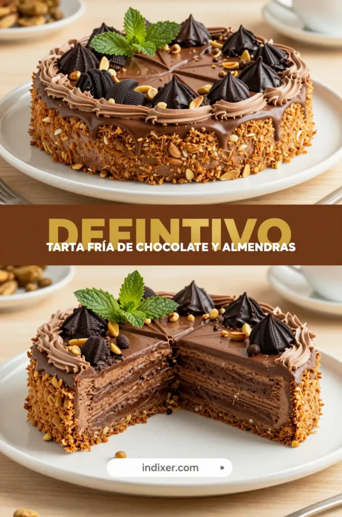 Tarta Fría de Chocolate y Almendras - Postres y Dulces - Indixer