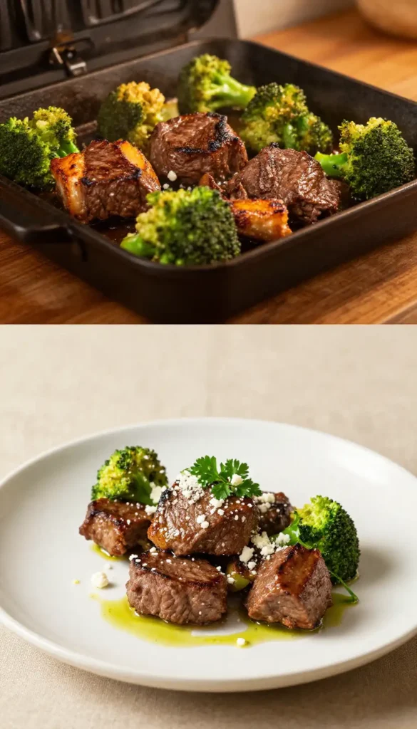 Addictively Good Broiled Greek Ground Beef & Broccoli Bites with Feta Crumbles - Easy Healthy Appetizer & Dip Meal Prep