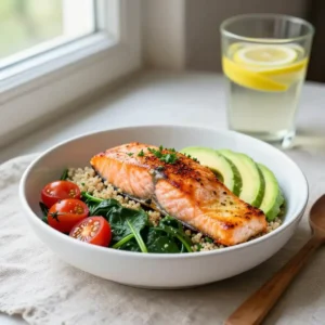 Step by step Addictively Good Broiled Spanish Salmon & Spinach Power Bowls - Easy Meal Prep, Flavor-Packed, Healthy Weeknight Dinner