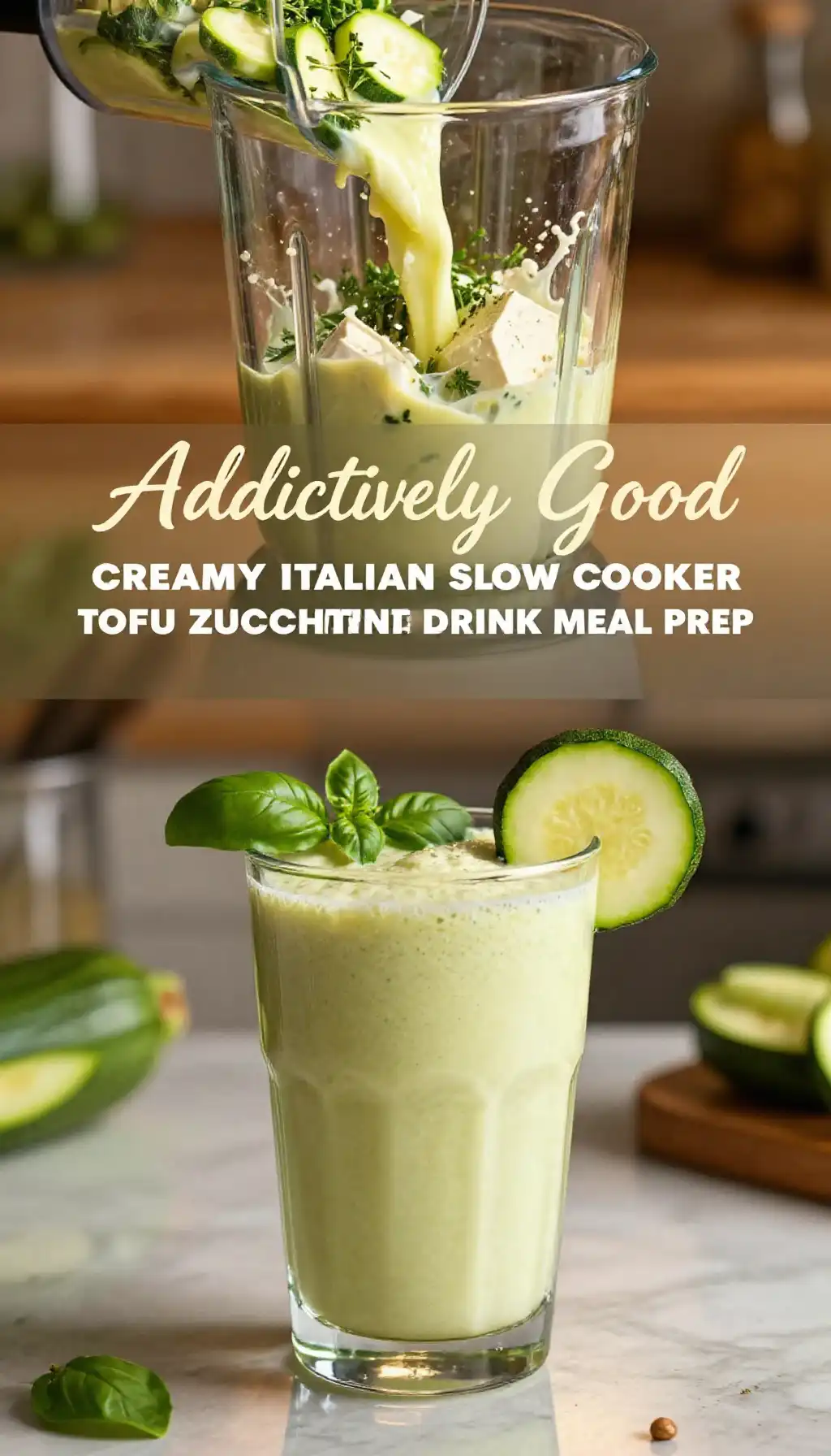 Addictively Good Creamy Italian Slow Cooker Tofu Zucchini Smoothie Drink Meal Prep