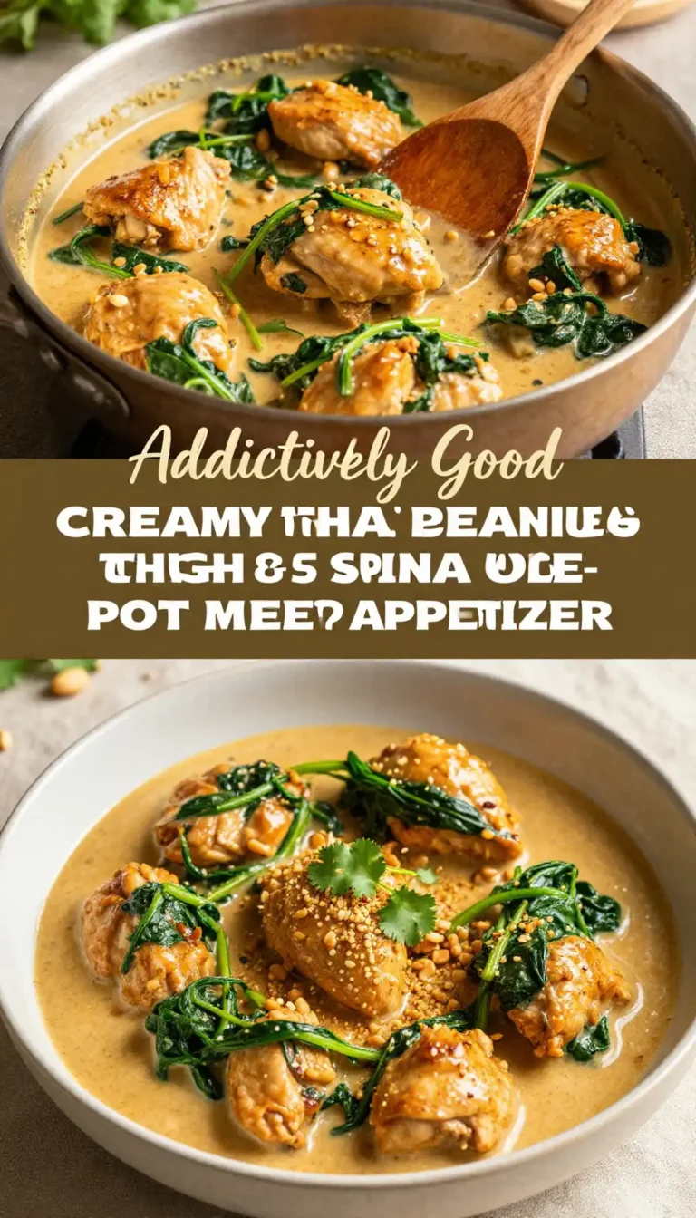 Addictively Good Creamy Thai Peanut Chicken Thigh & Spinach One-Pot Meal Prep Appetizer