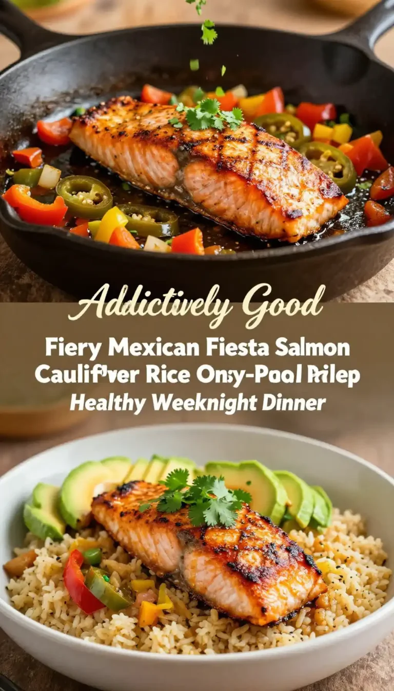 Addictively Good Fiery Mexican Fiesta Salmon Cauliflower Rice One-Pan Skillet Easy Meal Prep Healthy Weeknight Dinner