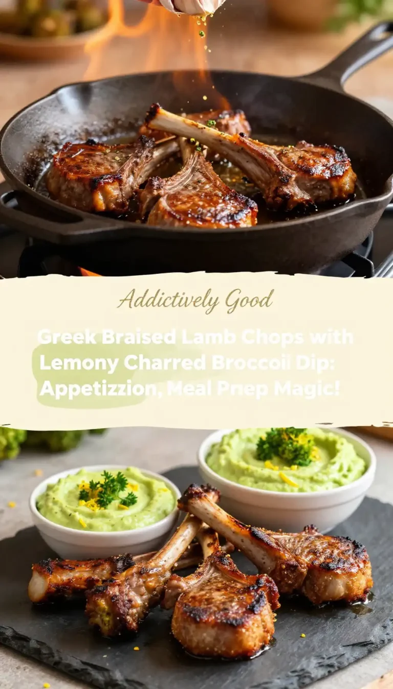 Addictively Good Greek Braised Lamb Chops with Lemony Charred Broccoli Dip: Appetizer Perfection, Meal Prep Magic!