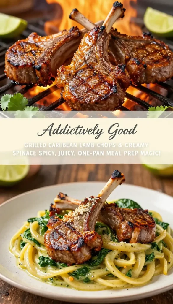 Addictively Good Grilled Caribbean Lamb Chops & Creamy Spinach Pasta: Spicy, Juicy, One-Pan Meal Prep Magic!