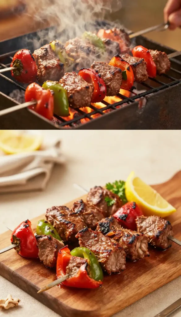 Addictively Good Lebanese Grilled Ground Beef Bell Pepper Skewers