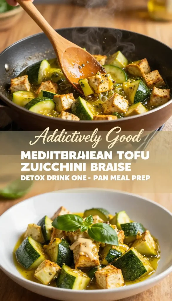 Addictively Good Mediterranean Tofu Zucchini Braise Detox Drink Healthy One-Pan Meal Prep