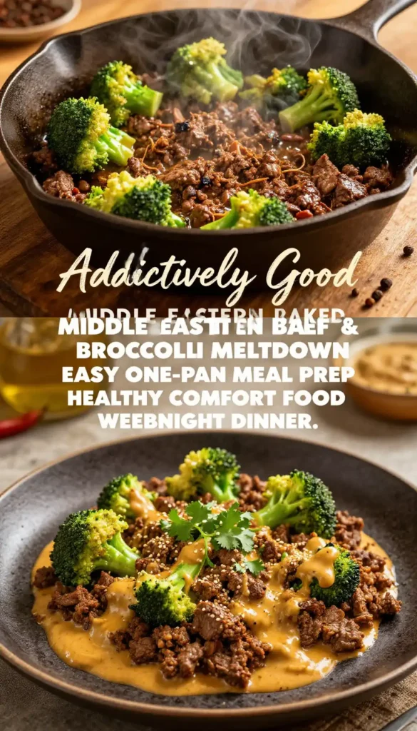 Addictively Good Middle Eastern Baked Ground Beef & Broccoli Meltdown Easy One-Pan Meal Prep Healthy Comfort Food Weeknight Dinner