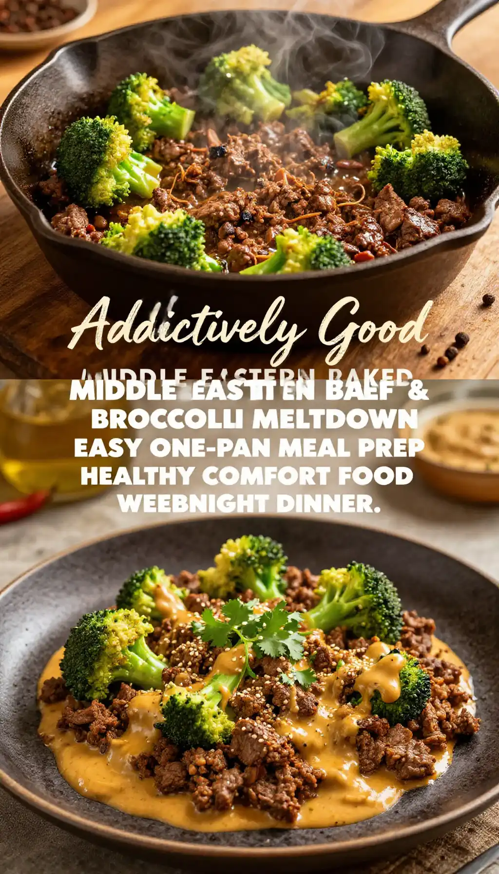 Addictively Good Middle Eastern Baked Ground Beef & Broccoli Meltdown Easy One-Pan Meal Prep Healthy Comfort Food Weeknight Dinner