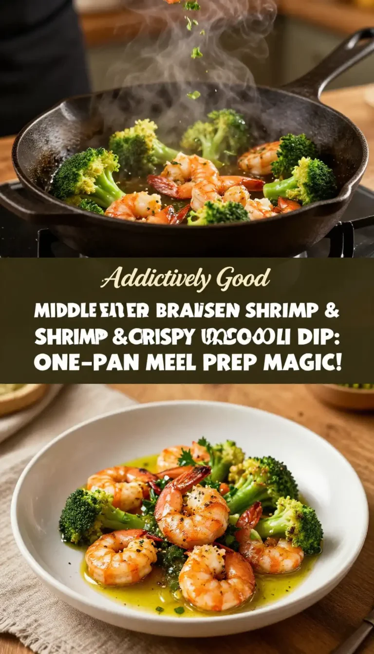 Addictively Good Middle Eastern Braised Shrimp & Crispy Broccoli Dip: One-Pan Meal Prep Magic!