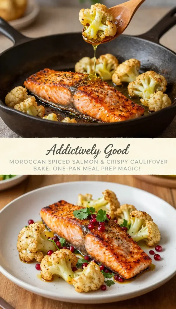 Addictively Good Moroccan Spiced Salmon & Crispy Cauliflower Bake: One-Pan Meal Prep Magic!