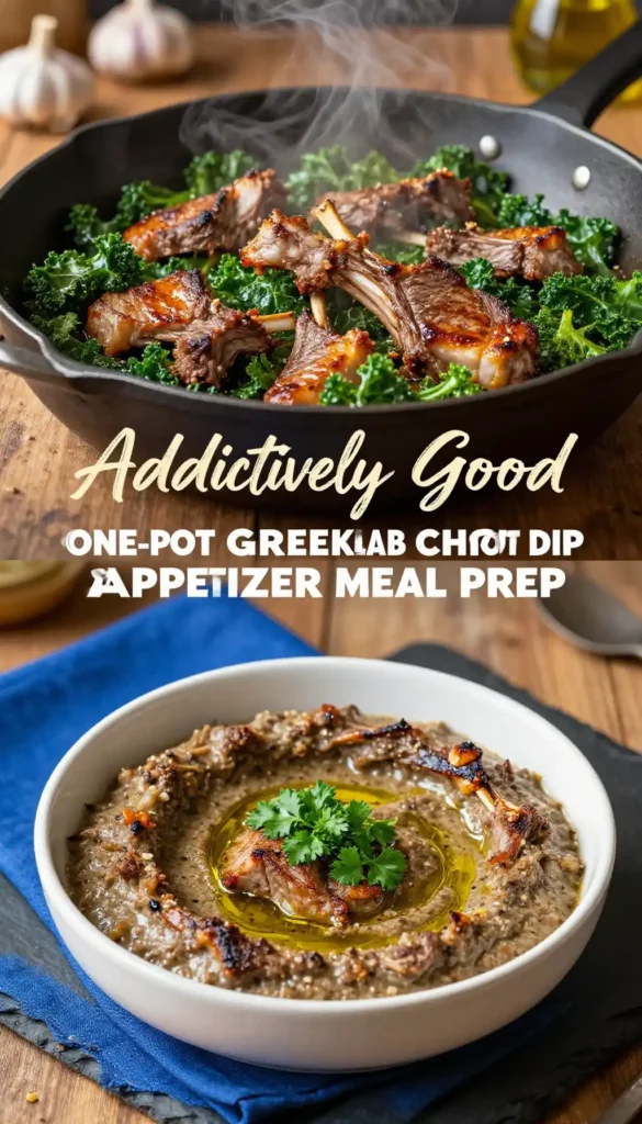 Addictively Good One-Pot Greek Lamb Chop & Kale Hot Dip Appetizer Meal Prep