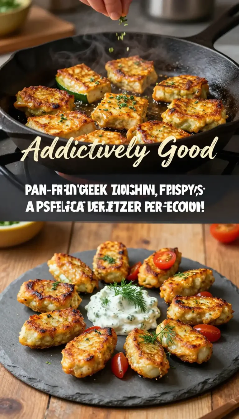 Addictively Good Pan-Fried Greek Tofu & Zucchini Fritters: Crispy, Loaded Appetizer Perfection!